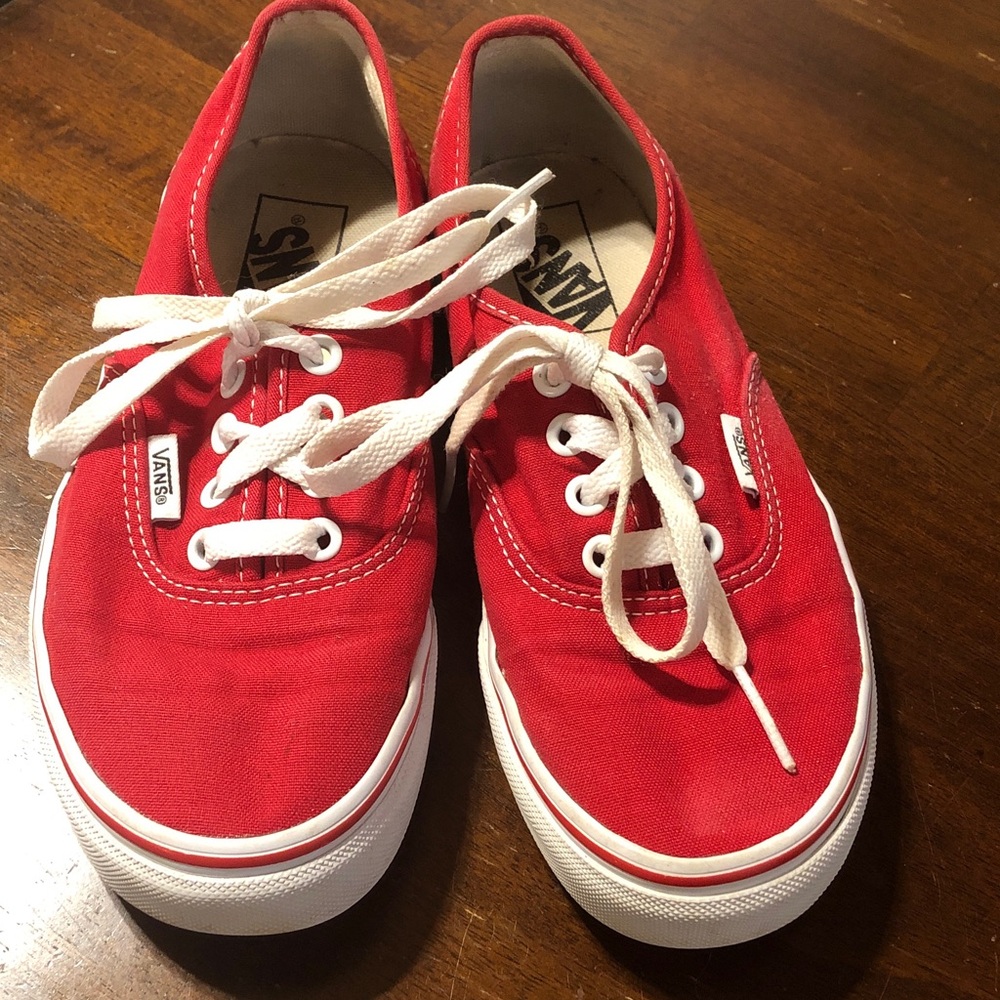 Vans Red Canvas Low-Top Sneakers with White Accents